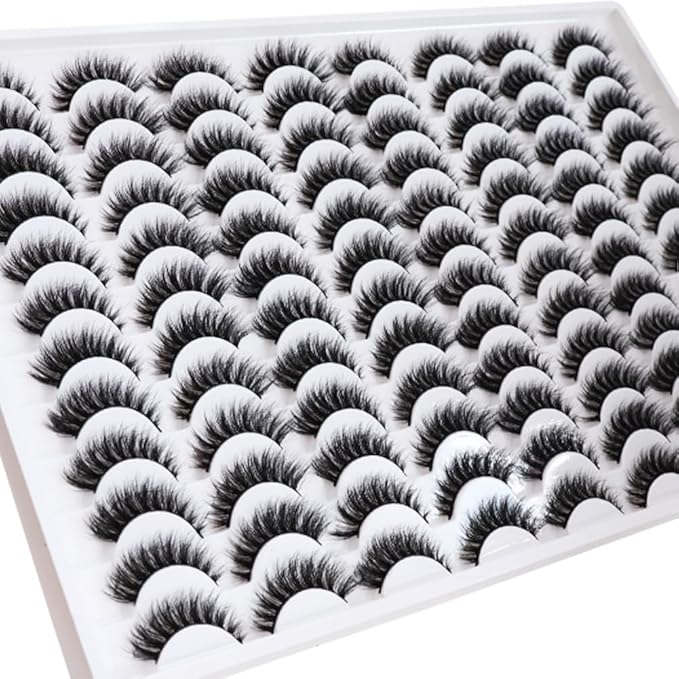 False Eyelashes 48 Pairs Faux Mink Lashes 14mm Wispy Lashes 3D Fluffy Cat Eye Lashes Pack Bulk Wholesale Strip Lashes(style 48-034)-Velvo Beauty