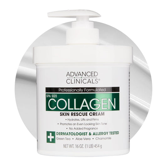 Advanced Clinicals Collagen Cream Body Lotion & Face Moisturizer W/Vitamin E | Skincare Moisturizing Collagen Lotion For Women, Men, Hand, & Neck Improves Look Of Crepey Skin & Uneven Dry Skin, 16Oz-Velvo Beauty
