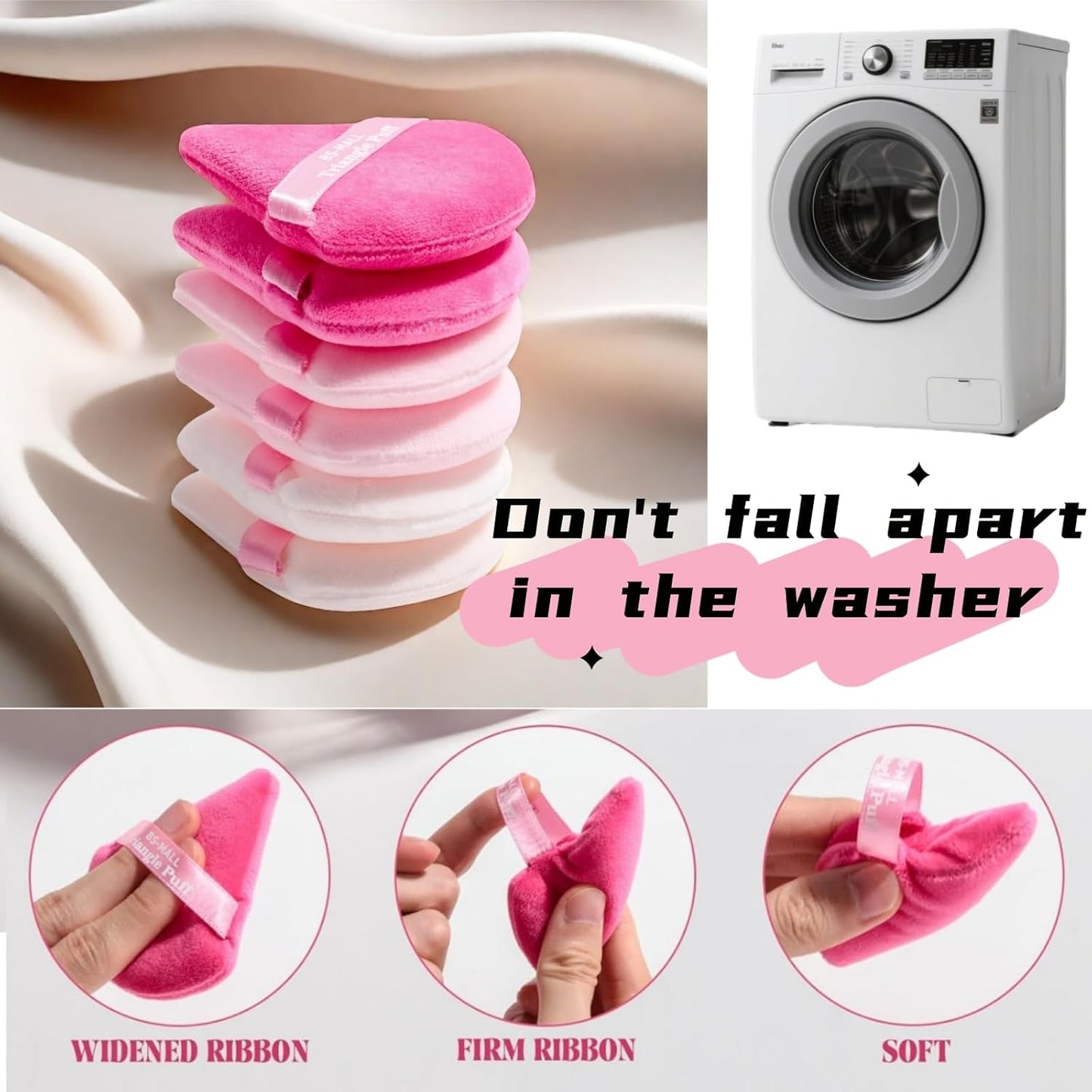 BS-MALL Professional Makeup Sponges Triangle Puff 49 Pcs- Pro V3.0 Cloud Technology Makeup Sponge Material Flawlessflow Mini Sponge Set & Triangle Puff With Waterproof Travel Silicone Bag Gift Set-Velvo Beauty