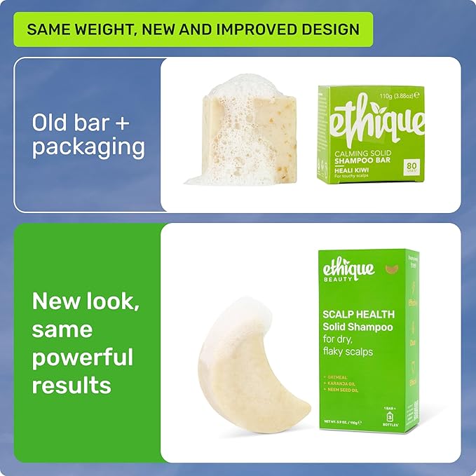 Ethique Scalp Health Shampoo Bar for itchy, dry, flaky scalps with Oatmeal - Plastic-Free, Vegan, Cruelty-Free, 3,88 oz - Formerly Heali Kiwi-Velvo Beauty