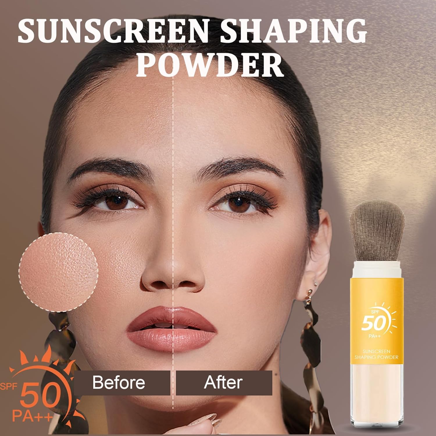 Mineral Sunscreen Setting Powder SPF 50, Sunscreen Powder for Face & Scalp, TranslucentSunscreenPowder with Brush, Oil Control Natural Matte Finish LoosePowder, Lasting Lightweight Breathable-Velvo Beauty