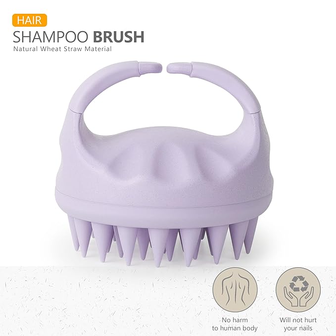 Sndyi Scalp Massager Shampoo Brush, Scalp Scrubber with Soft Silicone Bristles, Scalp Exfoliator for Dandruff Removal, Scalp Massager for Hair Growth, Wet Dry Hair Brush for Scalp Care, Taro Purple-Velvo Beauty