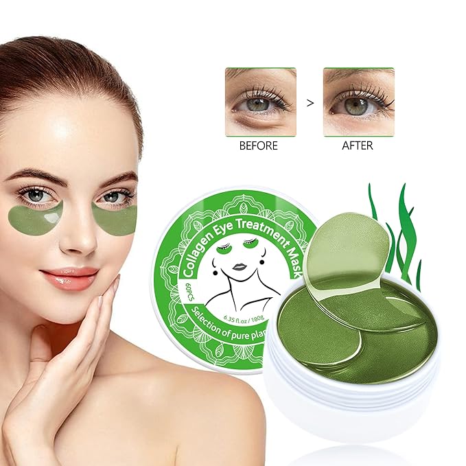 Collagen Under Eye Patches,Seaweed Eye Mask,Under Eye Pad For Dark Circles And Puffiness,Eye Gel Treatment Masks for Puffy Eyes,Under Eye Bags,Anti Wrinkle,Improve and Firm Eye Skin-Velvo Beauty