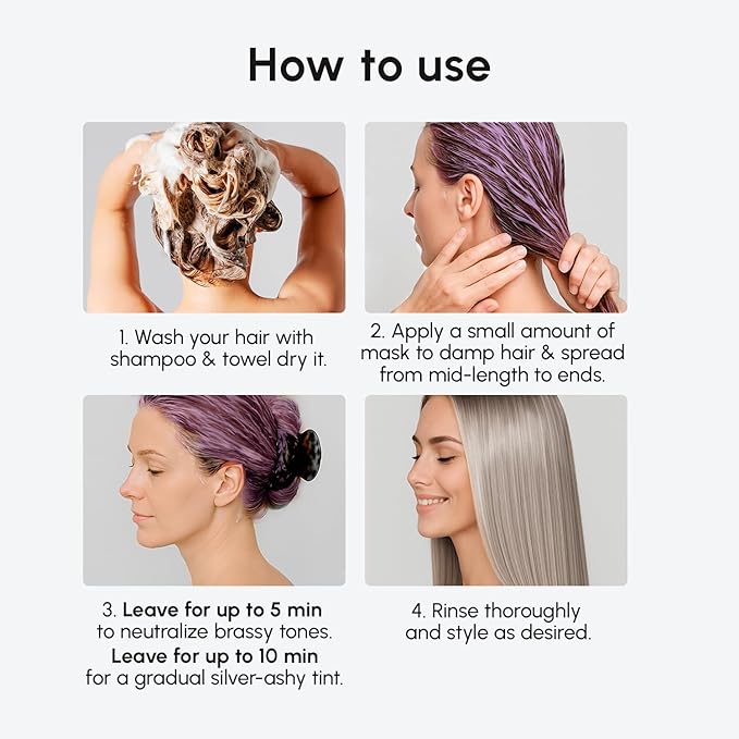 MAREE Purple Hair Mask - Toner for Blonde Hair - Purple Conditioner for Color Treated - Brassy, Bleached, Highlighted, Platinum, Ash and Silver - with Keratin – Matizador Para Cabello Rubio-Velvo Beauty