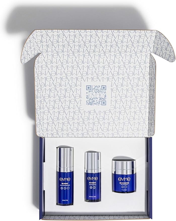 Evme Skincare Kit – Gentle Cleanser, Hydrating Serum & Night Cream – Nourishing for Sensitive Skin, Aiming for Sans-allergenic, Dermatologist-Tested, Fragrance-Free, Made in USA-Velvo Beauty