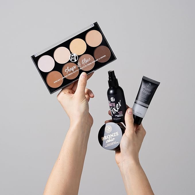 W7 Shape & Glow Makeup Set - Matte Finish - 4 Piece Set - Bronze, Contour & Secure-Velvo Beauty