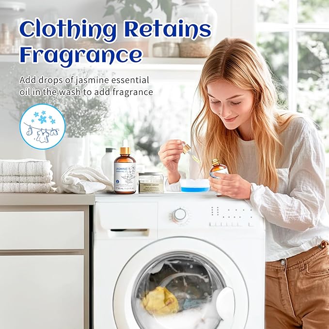 HIQILI 1 Fl Oz Jasmine Essential Oil, 100% Pure Natural for Diffuser, Hair, Skin, Perfume Making - 30ml-Velvo Beauty