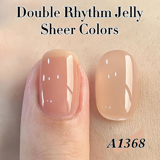 Double Rhythm 0.5Oz Translucent Gel Polish Sheer Neutral Natural Light Milky Same Color Same Bottle 15ML Jelly Art DIY at Home (Neutral Nude Pink-A1368)-Velvo Beauty