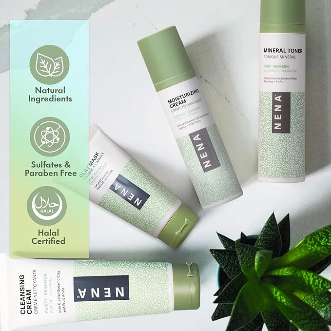 NENA Natural Skincare Kit | 4-Piece Daily Skin Essentials for Women & Men - for Dry, Oily, Normal and Sensitive Skin | EWG Verified, Cruelty Free & Vegan-Friendly-Velvo Beauty