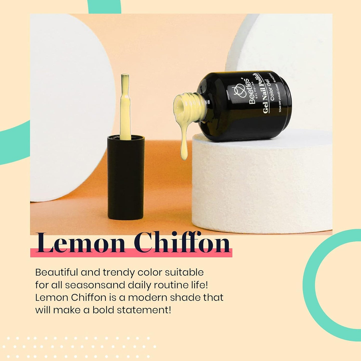 Beetles Pastel Gel Nail Polish 15ml Yellow Nail Polish Lemon Chiffon Cream Soak Off Uv Led Nail Lamp Nail Art Manicure Salon Diy Home Gel Colors Summer-Velvo Beauty