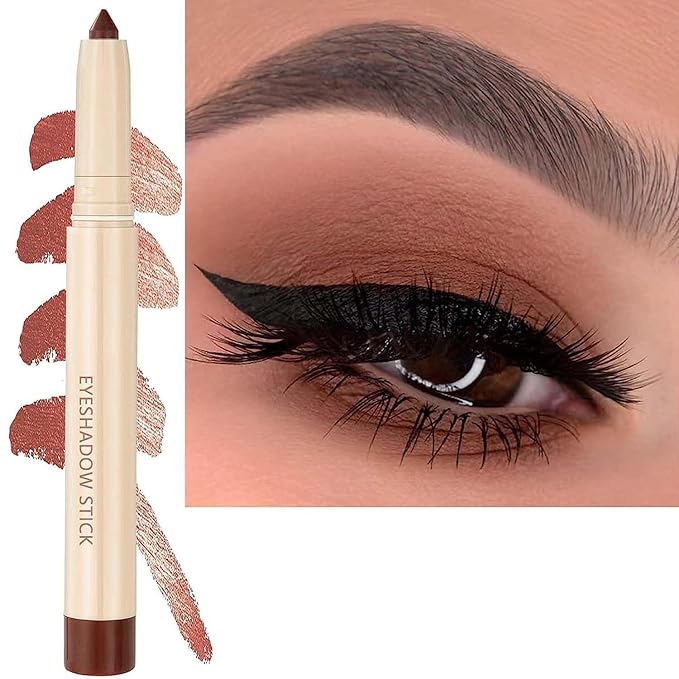 Brown Matte Eyeshadow Pencil, Waterproof Long Lasting Eye Shadow, High Pigment Hypoallergenic Highlighter Stick - Create Multi-Dimensional Eyes Look (17# Cocoa Matte)-Velvo Beauty