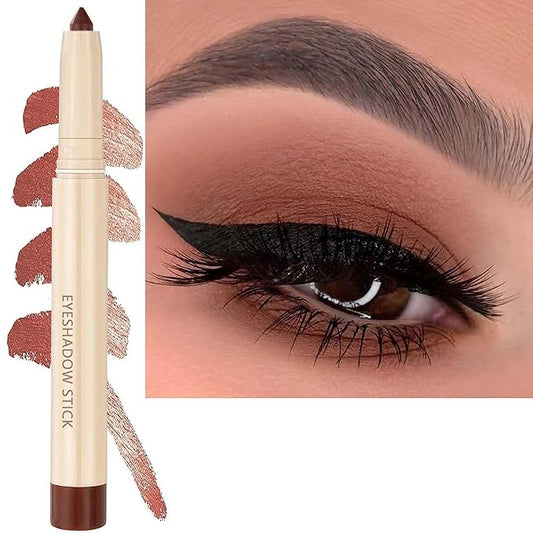 Brown Matte Eyeshadow Pencil, Waterproof Long Lasting Eye Shadow, High Pigment Hypoallergenic Highlighter Stick - Create Multi-Dimensional Eyes Look (17# Cocoa Matte)-Velvo Beauty