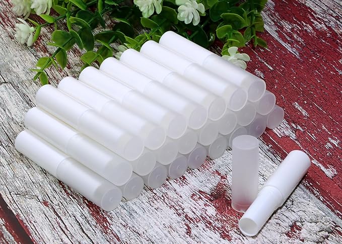 0.14oz Empty Flavored Lip Balm Container Tubes Plastic Homemade Moisturizing Lip Stick with Caps Bulk Fit for Women Adult DIY Making Supplies, 25 Count (White)-Velvo Beauty