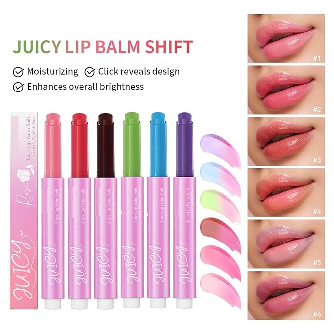 MAEPEOR Tinted Lip Balm 6 Colors Moisturizing Lip Balm Hydrating Changing Lip Gloss for Lip Care and Dry Lip (01 Rose)-Velvo Beauty