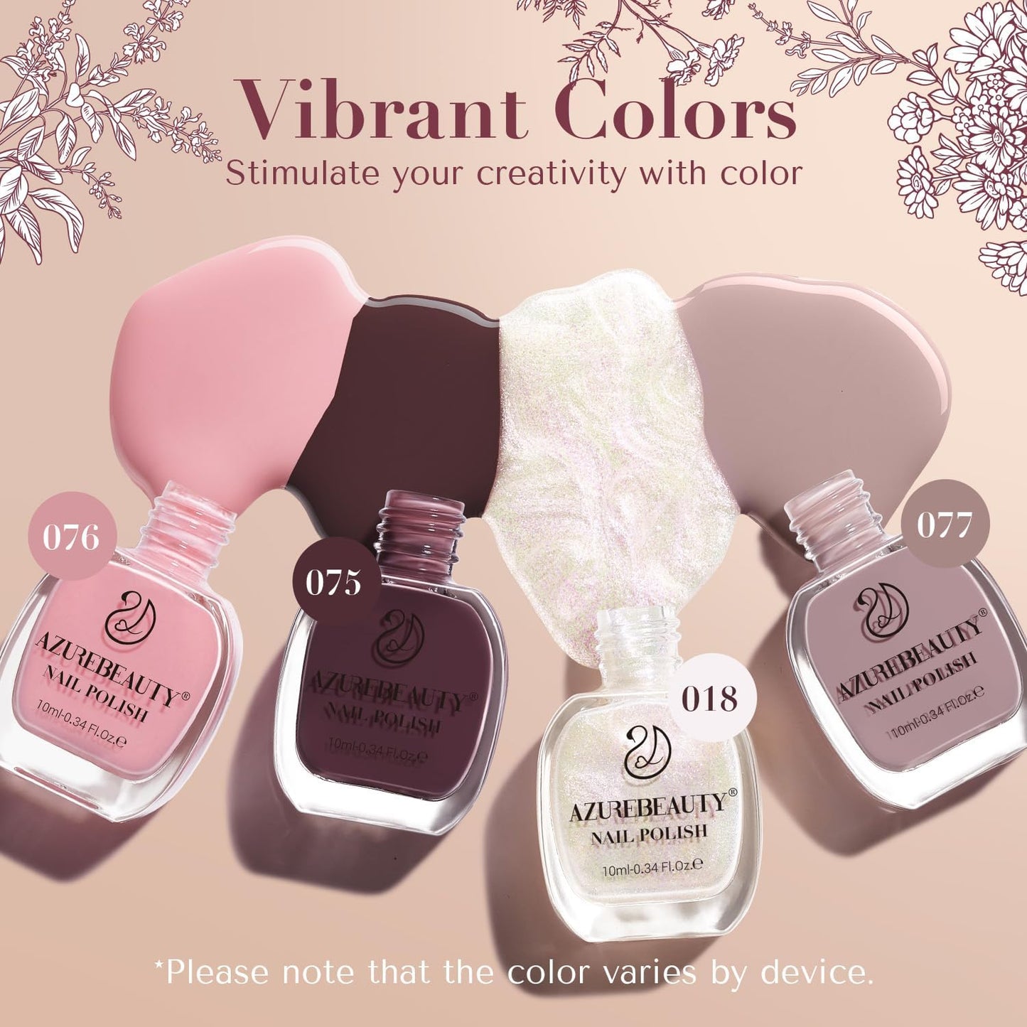 AZUREBEAUTY Nail Polish Set 4 Colors Pink Nude Glitter Nail Polish Quick Dry Natural Nail Lacquer Fingernail Kit with Top Coat DIY Salon Home-Velvo Beauty