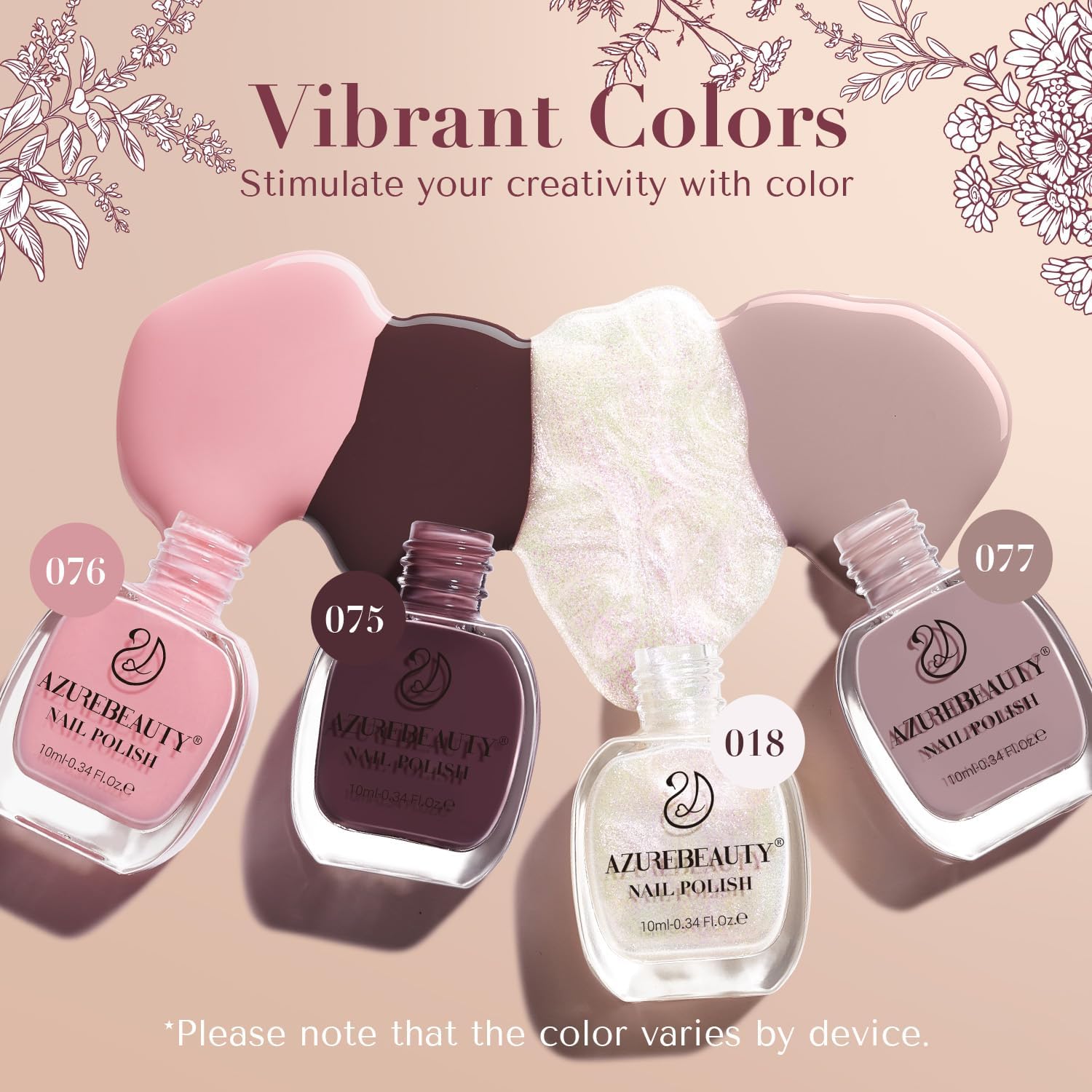 AZUREBEAUTY Nail Polish Set 4 Colors Pink Nude Glitter Nail Polish Quick Dry Natural Nail Lacquer Fingernail Kit with Top Coat DIY Salon Home-Velvo Beauty