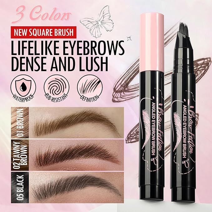 Eyebrow Pencils for Women, Liquid Microblading Eyebrow Pen with Square Angled Brush & Ultra-Fine Precision Tip – Natural Hair-Like Strokes, 24hrs Long-Lasting, Waterproof, Easy to Use (Tawny Brown)-Velvo Beauty