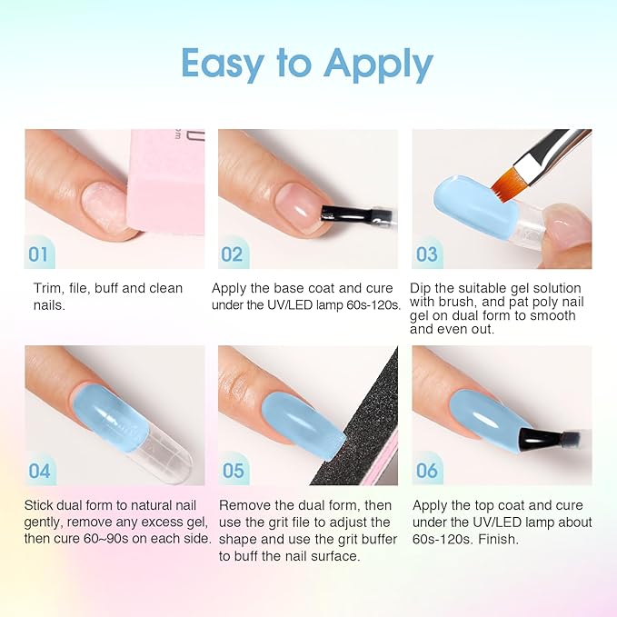 ROSALIND 12PCS Poly Nail Gel Kit with Mini Nail Lamp Nude Brown Cherry Pink Poly Extension Gel Kits-Velvo Beauty