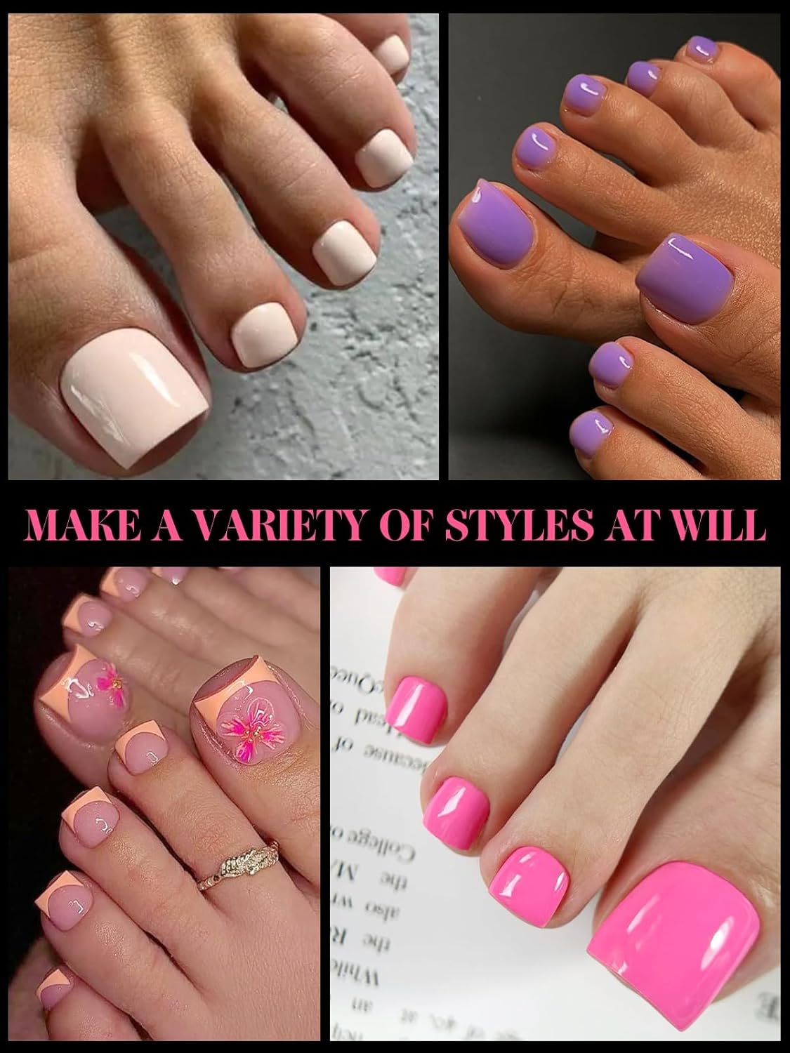 300 Pcs Toe Dual Nail Forms for Poly Extension Gel, EBANKU Toenail Dual Forms Reusable Full Cover Molds for French Tip Acrylic Toenails Pedicure for Salon & DIY at Home 15 Sizes-Velvo Beauty