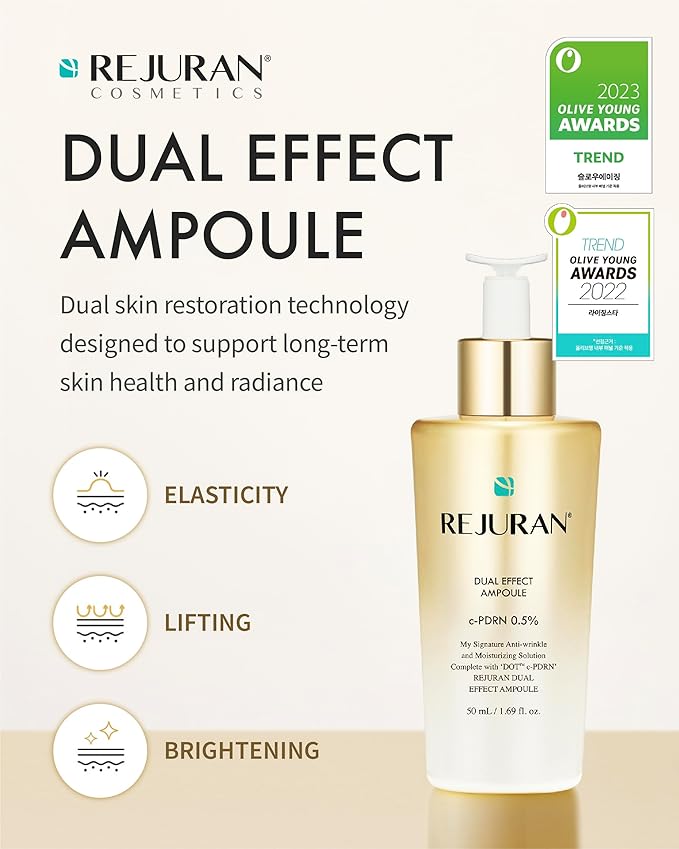 REJURAN® Dual Effect Ampoule, DOT DUAL c-PDRN® [Larger Size] - Salmon DNA Face Serum for Deep Rejuvenation, Wrinkle Care, Skin Elasticity with Visible Anti-Aging Results. Korean Skincare (1.69 fl oz)-Velvo Beauty