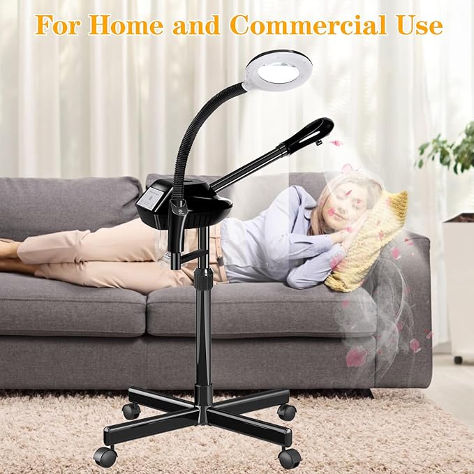 Facial Steamer for Deep Hydration, 2in1 Ozone Face Steamer with 5X Magnifying Lamp, Professional Facial Steamer, Suitable for Home Use or Beauty Spa Deep Cleansing and Hydration-Velvo Beauty