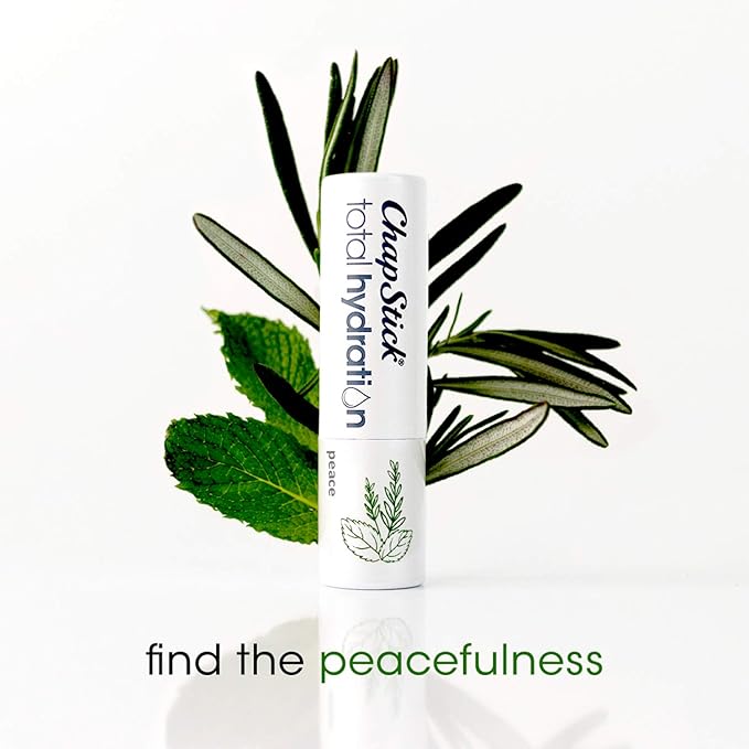 ChapStick Total Hydration Essential Oils Peace Lip Balm, Rosemary + Peppermint Lip Balm Tube, Lip Care - 0.12 Oz-Velvo Beauty