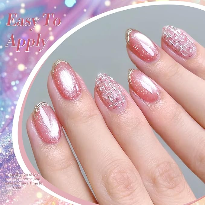 Born Pretty Magnetic Gel Nail Polish Pastel Cat Magnetic Eye Gel Polish Glitter Shimmer Auroras Magnetic Gel Nail Art Manicure Kit 6PCS-Velvo Beauty