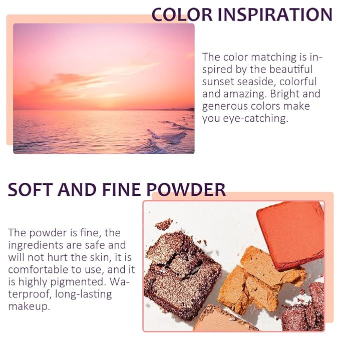 16 Girds Colorful Matte Shimmer Eyeshadow Palette for Eye Makeup,High Pigmented Eye Shadow Primers Powder Palet de sombras de ojos-Glitter Color#-Velvo Beauty