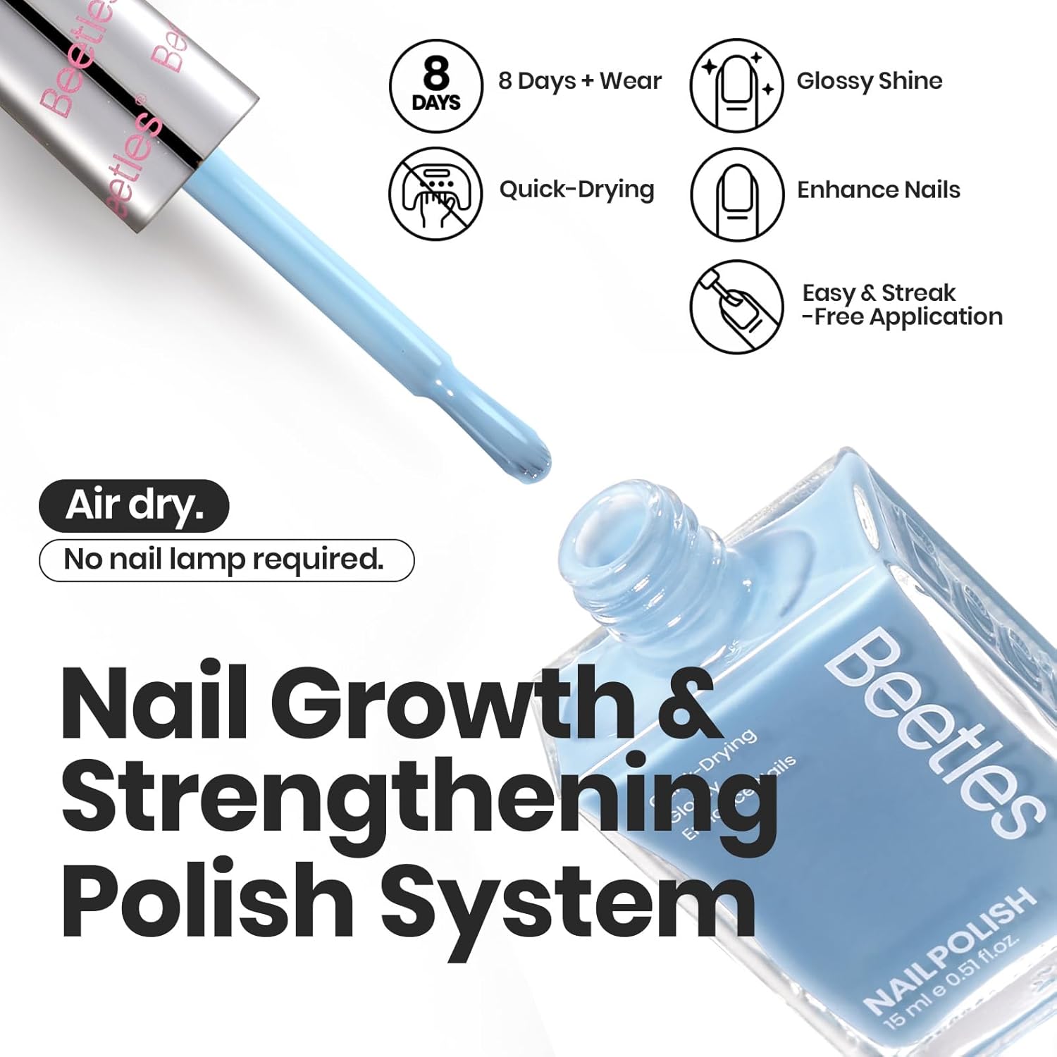 Beetles Jelly Nail Polish Set, 6 Colors Clear Pastel Nail Polish Glitter Pink Dusty Rose Orange Green Blue Purple Long Lasting & Quick Dry Nail Strengthener Polish Gift Sets for Women-Velvo Beauty