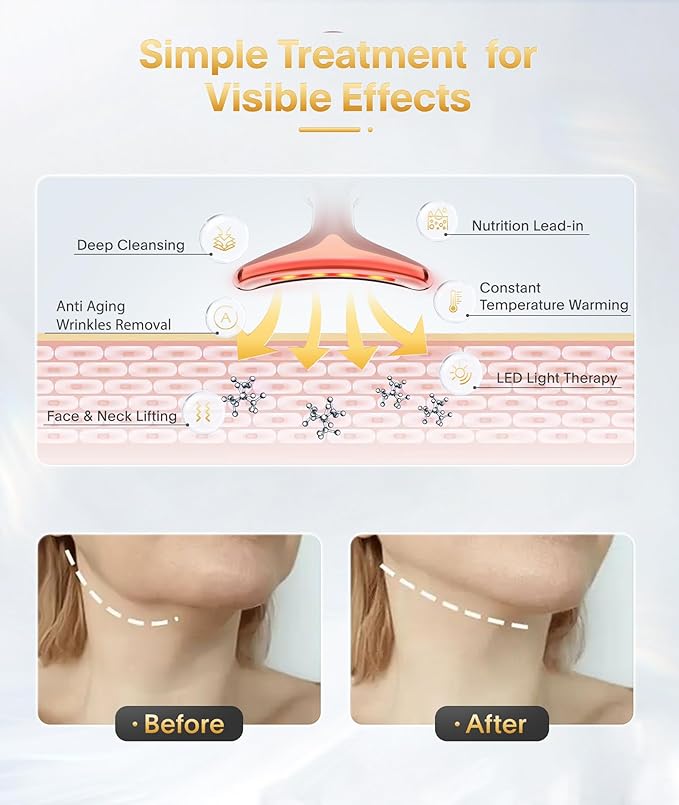 7-in-1 Deplux Face Neck Massager for Daily Skin Care Routine, Portable Facial Massager, Skin Care Tool, Rose Gold-Velvo Beauty