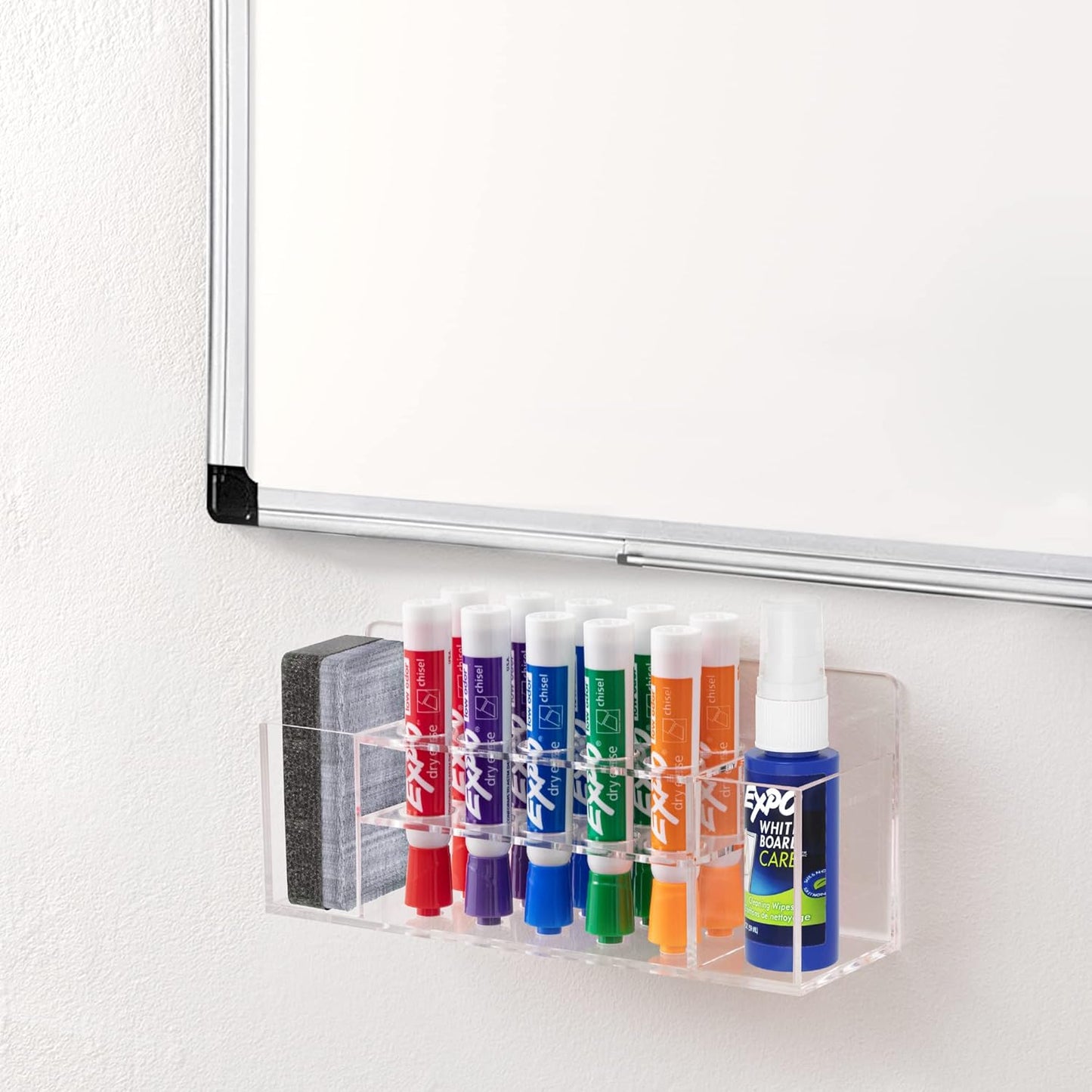 HBlife Acrylic Magnetic Dry Erase Marker Holder for Whiteboard, Wall Mount 10 Slots Magnet Pen Pencil Holder for Fridge Refrigerator, Locker Organizer Accessories for School Classroom Office, Clear-Velvo Beauty