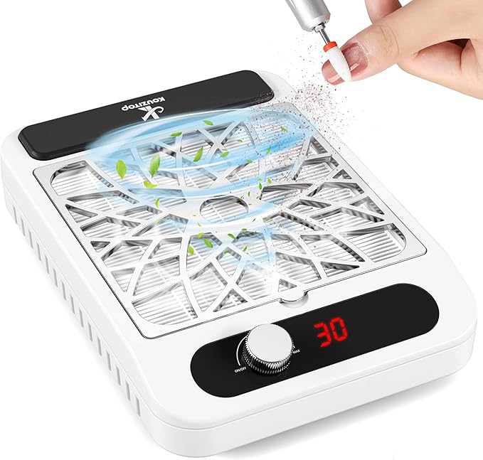 Nail Dust Collector for Nail Techs,Compact & Quiet Vacuum Fan Dust Collector with Reusable Filter, Powerful Dust Suction Machine,Nail Tech Must Haves for Gel Polish,Pedicures,Salon & Home Use-Velvo Beauty