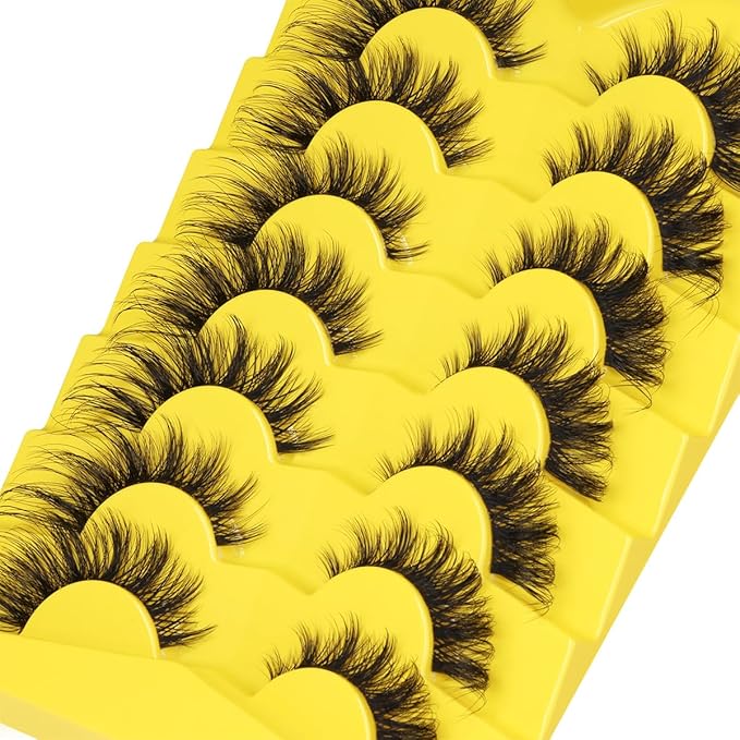 Fox Eye Lashes Wispy False Eyelashes Natural Look Clear Band Lashes 20mm 3D Mink Lash Cat Eye Spiky Strip Eyelashes Pack by Kiromiro-Velvo Beauty