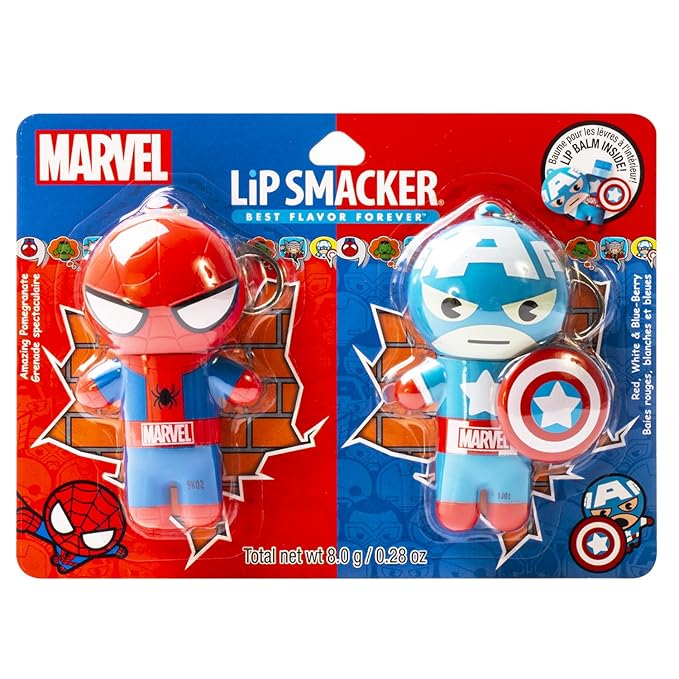 Lip Smacker Marvel, keychain, lip balm for kids - Spiderman & Captain America-Velvo Beauty