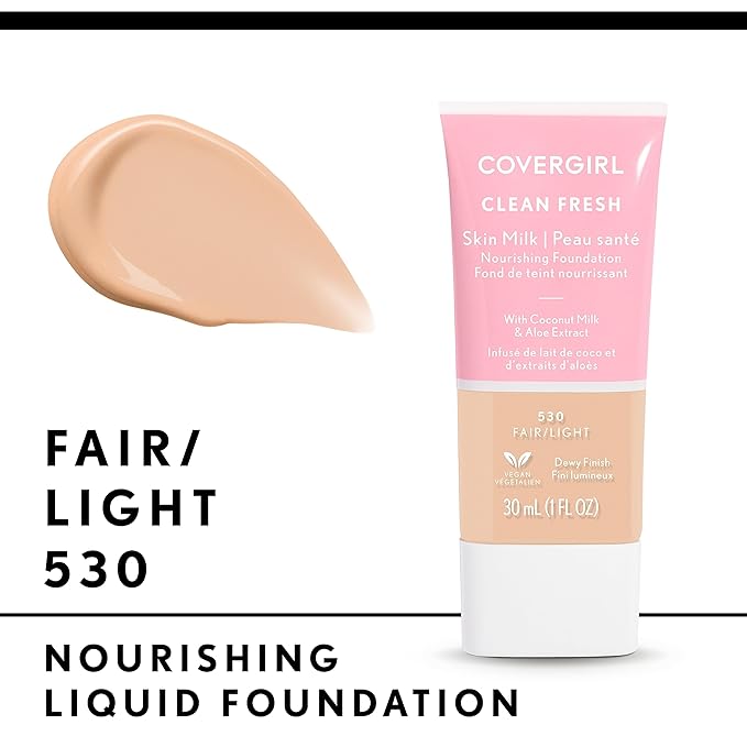 COVERGIRL, Clean Fresh Skin Milk Foundation, Fair/Light, 1 Fl Oz (Pack of 1) (packaging may vary)-Velvo Beauty