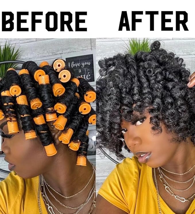 70pcs Perm Rods Set for Women's Natural Hair - Orange and Green Cold Wave Hair Rollers for Curling Long or Short Hair, DIY Hairdressing Tools-Velvo Beauty