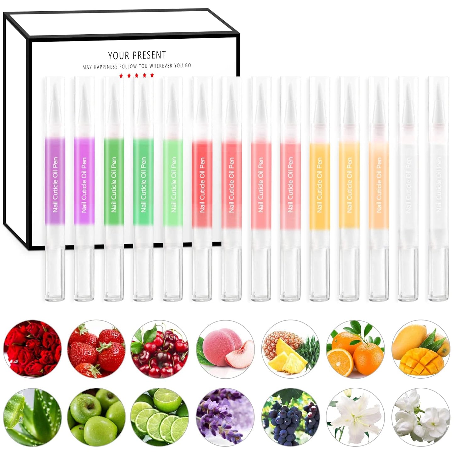 14Pcs Nail Cuticle Oils Nail Nutrition Oil Pen Nail Nourishment Pens 14 Smell Cuticle Revitalizer for Agnail Nourish Skin Nail Care (14pcs)-Velvo Beauty