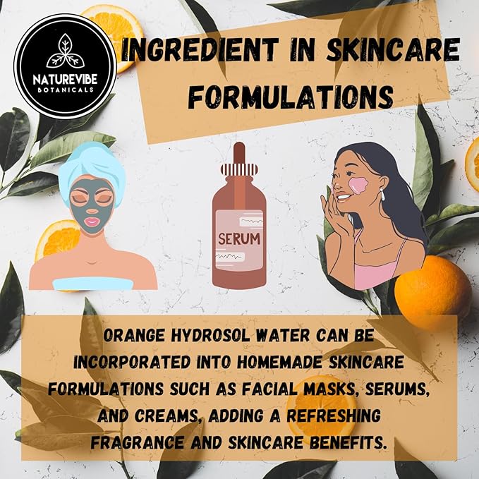 Naturevibe Botanicals Orange Water 32 Ounces | 100% Pure and Natural | Great for Skin Care and Hair Care-Velvo Beauty