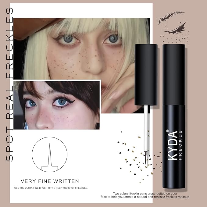 2 Colors Liquid Freckle Pen, Natural Like Freckle Makeup Pen Soft Dot Spot, Waterproof and Smudgeproof Quick Dry for Instant Create Realistic Freckles Make Up(Dark Brown+Light Brown)-Velvo Beauty