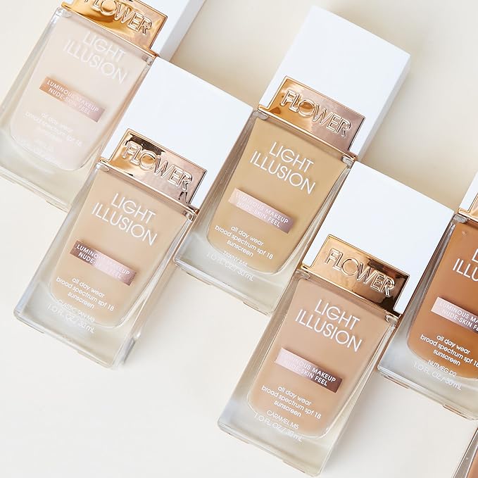 FLOWER BEAUTY By Drew Barrymore Light Illusion SPF Foundation - Blendable + Buildable - Natural Finish - Lightweight Formula (Porcelain)-Velvo Beauty