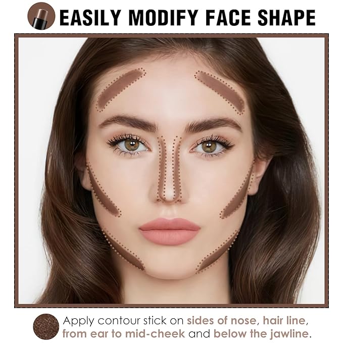FOCALLURE Cream Contour Stick, Matte Bronzer Stick, Professional Face Shaping & Contouring Stick Makeup, Easy to Apply with Buildable Coverage, Long Lasting & Sweatproof, HICKORY-Velvo Beauty