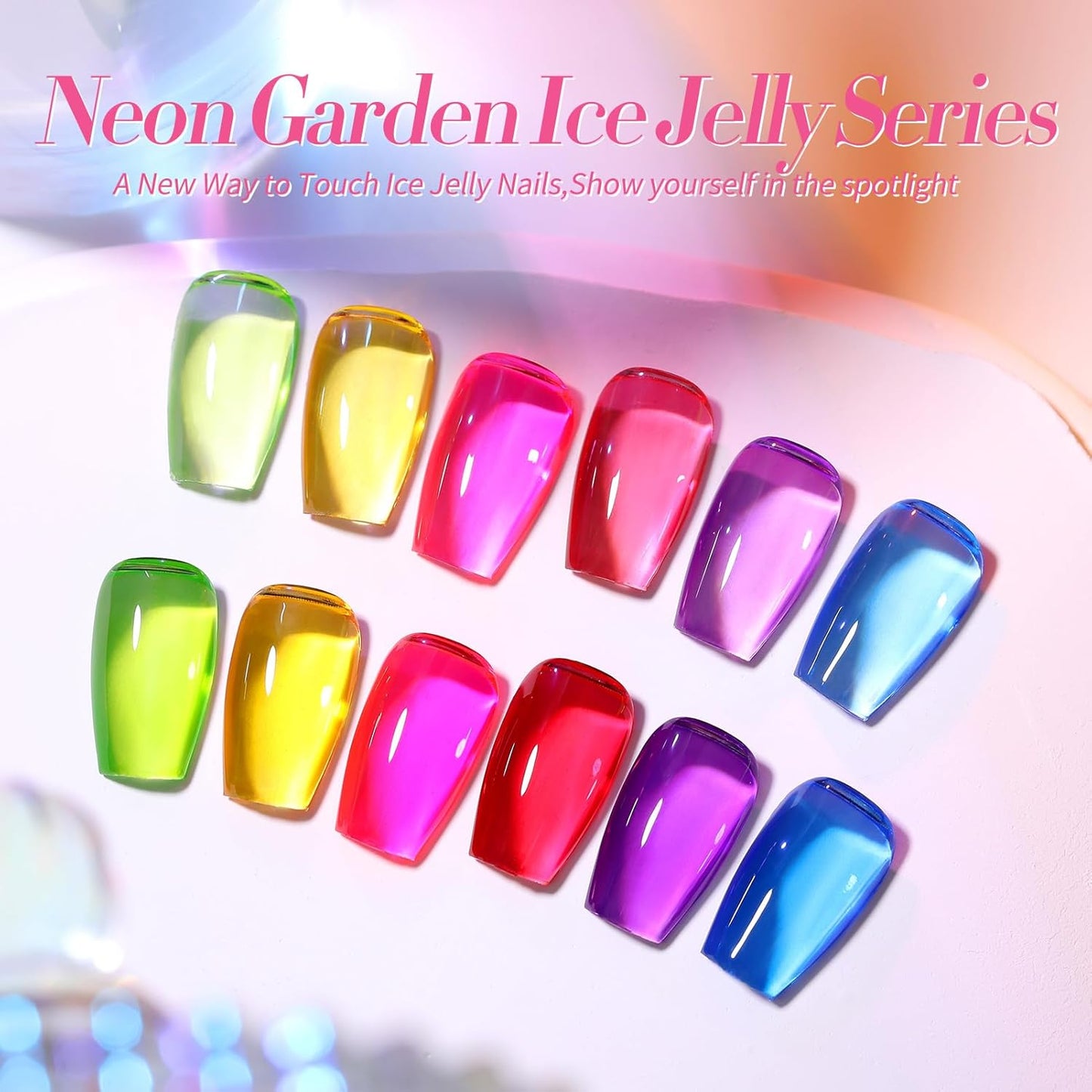 BORN PRETTY Jelly Gel Nail Polish Halloween Neon Gel Polish,Hot Pink Red Purple Blue Green Yellow 6Colors Translucent Effect,Soak Off U v LED Light Cure Nail Art Kit for Salon Manicure and DIY at Home-Velvo Beauty
