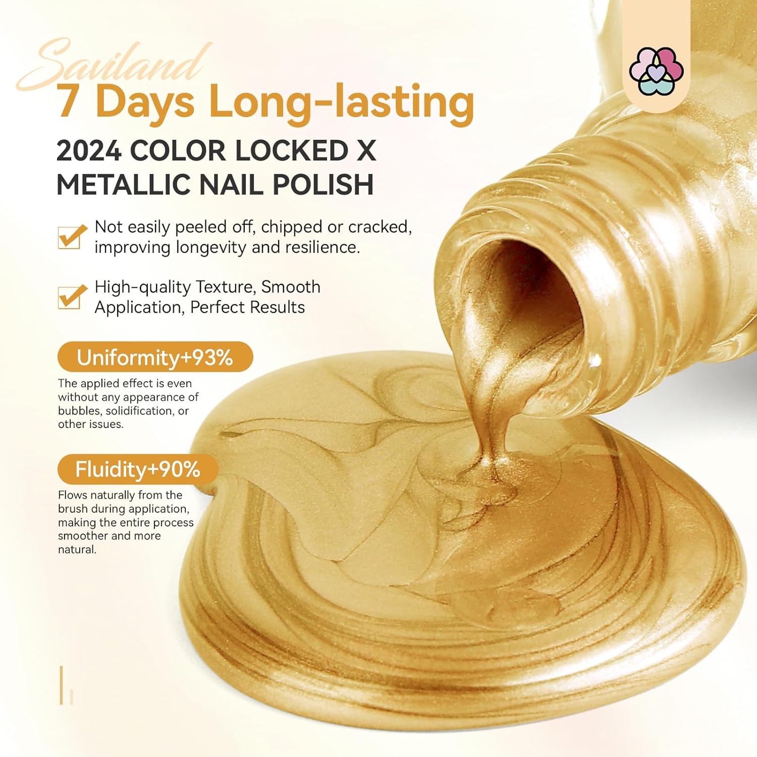 SAVILAND Gold Metallic Nail Polish: Chrome Nail Polish Air Quick Dry Nail Art Polish Bright and Shiny Fingernail Toenail Polish Bulk Nail Lacquer for Beginner DIY Manicure Art at Home Salon Women-Velvo Beauty