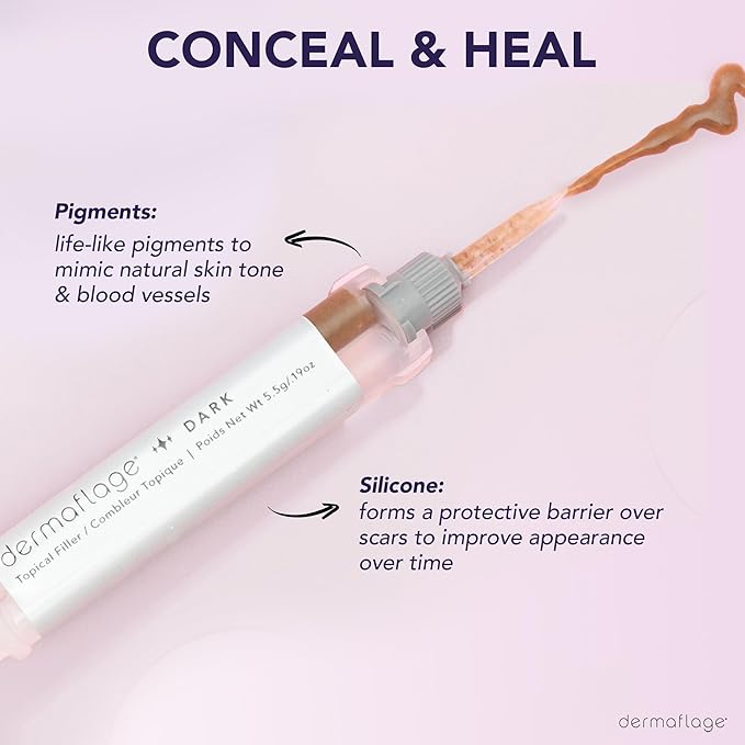 Dermaflage Scar Filler Kit - Dark - Deep Scar Cover and Waterproof Concealer for Acne Scars Wrinkles, and Ice Pick Scars Makeup, 1 mo supply-Velvo Beauty