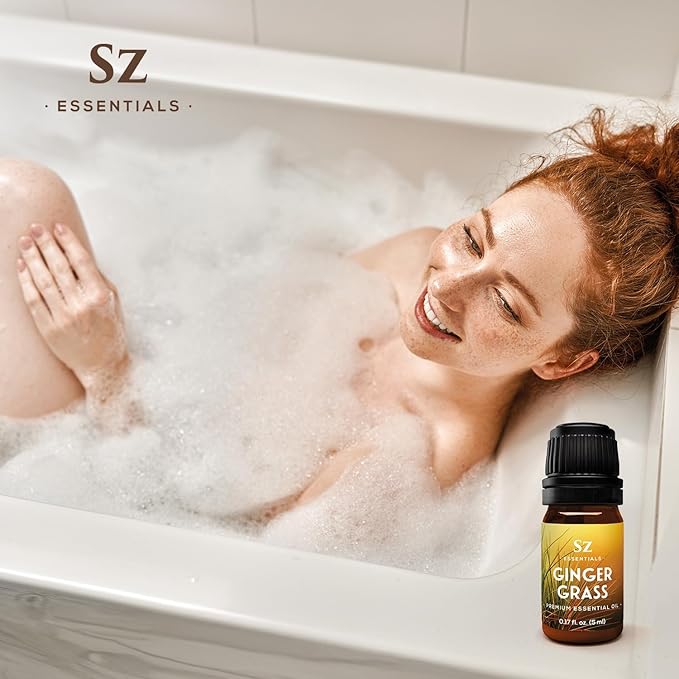 – Ginger Grass Essential Oil – 100% Pure & Undiluted (Cymbopogon martinii VAR. Sofia)– Fresh Citrusy Earthy Aroma – Aromatherapy, Perfumery, Skin Care – Therapeutic Grade - 1/6 oz. 5 mL-Velvo Beauty