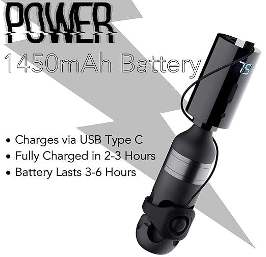 WX-3 Plus Wireless Mini Battery Pack Professional Power Supply w/Machine Mountable Smart Switch Grip, Backlit LED Digital Display, 1450mAh Capacity (RCA Connector)-Velvo Beauty