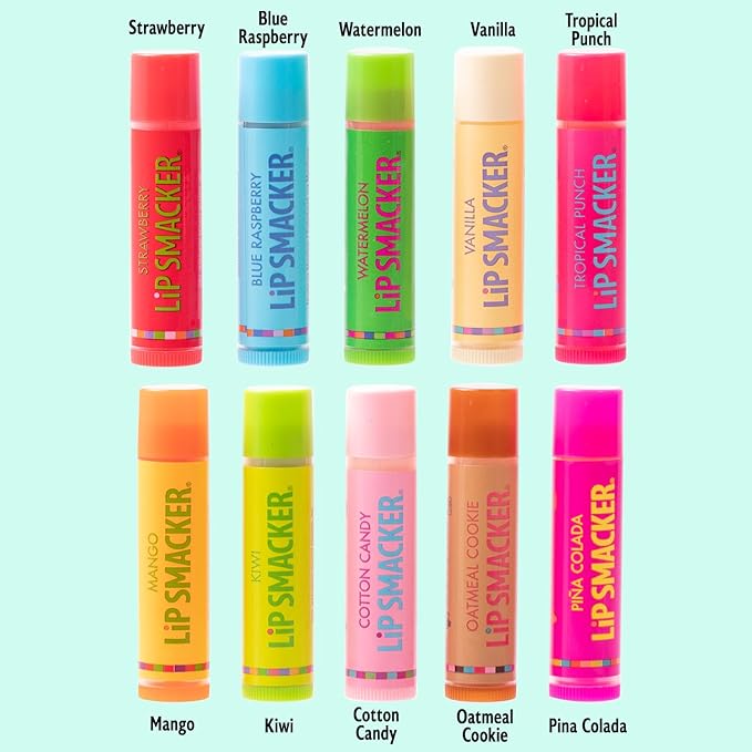 Lip Smacker Original & Best Party Pack - 10 Moisturizing Lip Balms, Classic Flavors, Hydrating & Protecting - Cruelty-Free- Oatmeal Cookie-Velvo Beauty