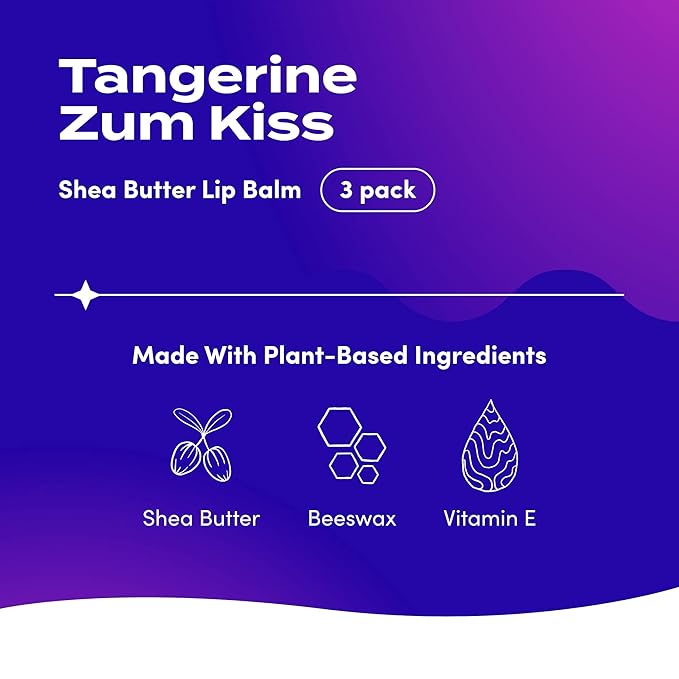 Zum Tangerine Kiss Stick (Pack of 3) with Certified Organic Sunflower Seed Oil, Beeswax, Shea Butter, Pure Essential Oils, Candelila Wax, Vitamin E and Honey, 0.15 oz-Velvo Beauty