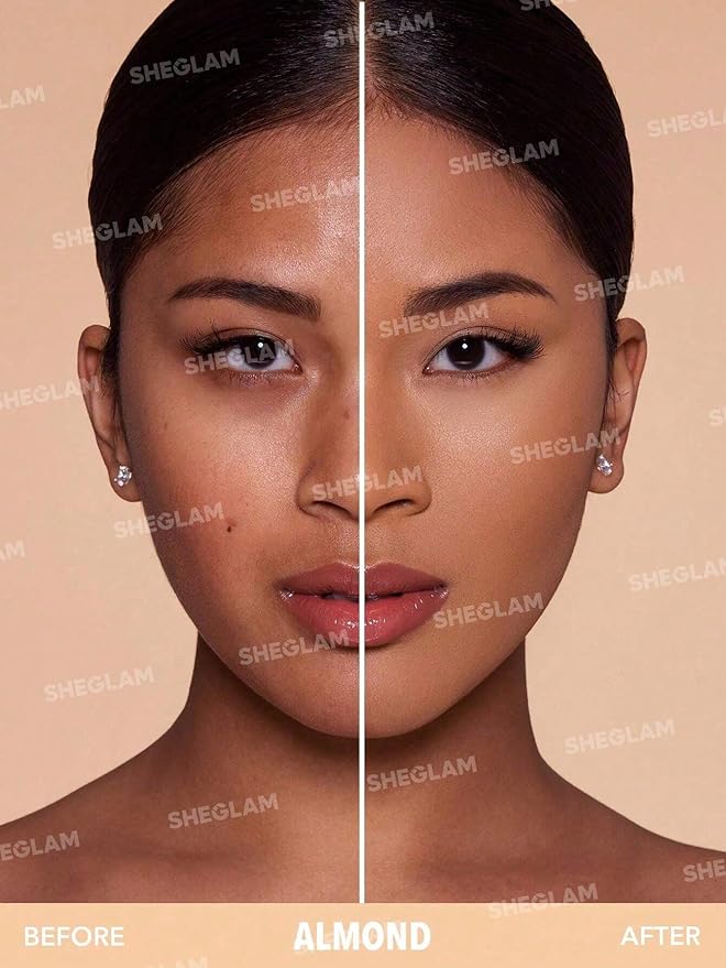 SHEGLAM SKin-Focus Full Coverage Powder Foundation Oil-Control Lightweight Face Pressed Powder Makeup-Peach-Velvo Beauty