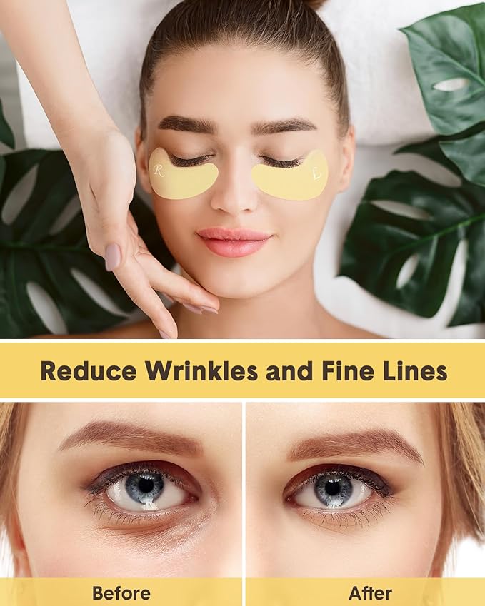 Lictin Reusable Eye Patches, Silicone Under Eye Patches with Lifting Effect to Relieve Wrinkles and Fine Lines, Pair with Metal Eye Cream Applicator,Tin Case-Velvo Beauty